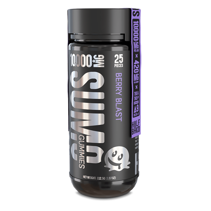 Berry Blast Half Bak’d Sumo Gummies 10,000mg – A fruity explosion of mixed berries infused with 420mg of THCA, THCP & Delta 8 per gummy.