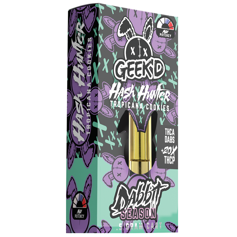 Hash Hunter Tropicana Cookies (Sativa): Close-up of Hash Hunter Tropicana Cookies, featuring its bright, citrus aroma and energizing effects (Sativa).