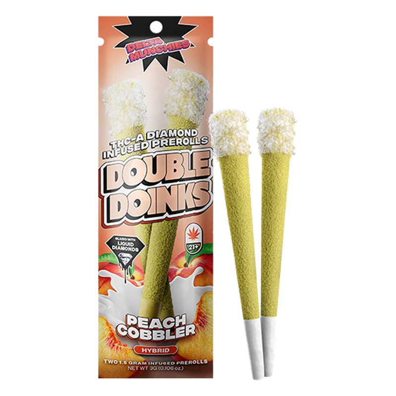 Delta Munchies - Double Doinks - THCA Pre-Rolls - 3g - Peach Cobbler- Hybrid