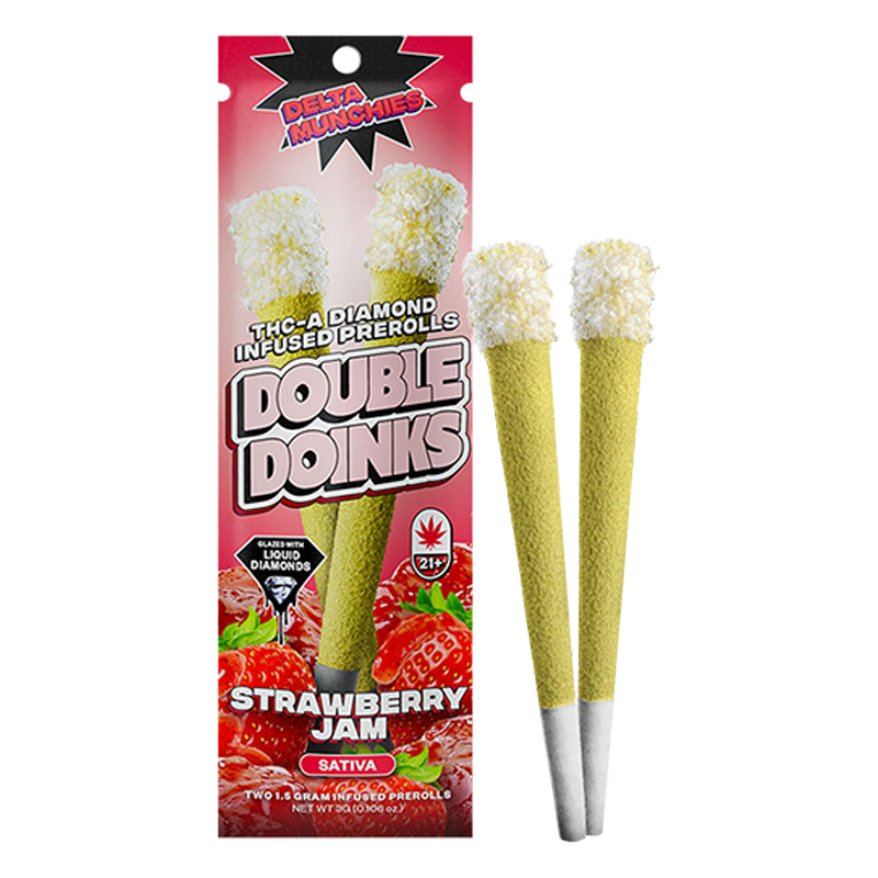 Delta Munchies - Double Doinks - THCA Pre-Rolls - 3g - Strawberry Jam - Sativa