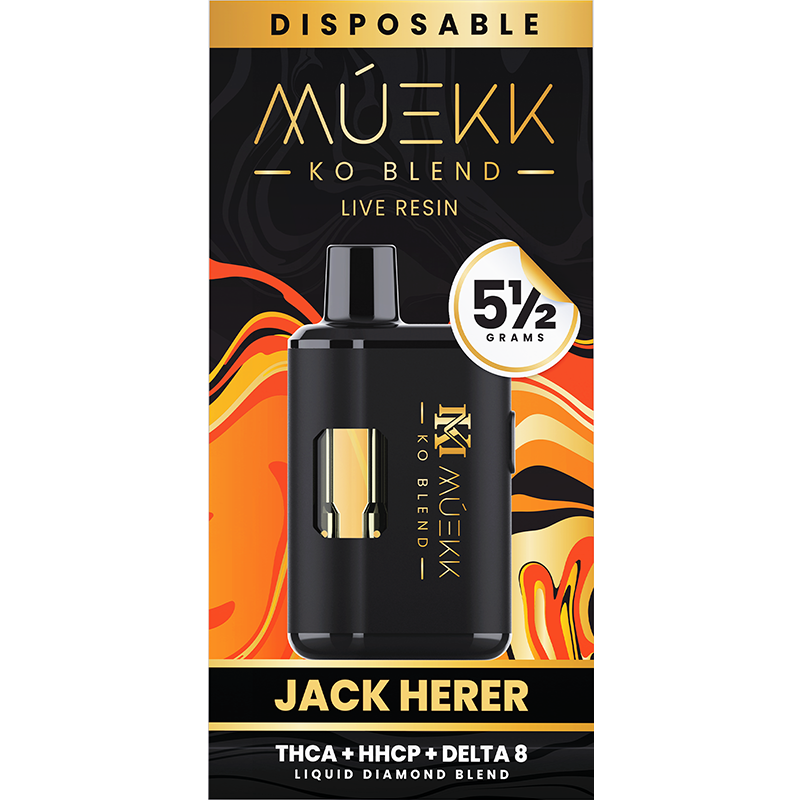 Jack Herer (Sativa): A MUEKK KO Blend vape in Jack Herer, providing a refreshing, energizing experience with smooth hits from this classic sativa strain.