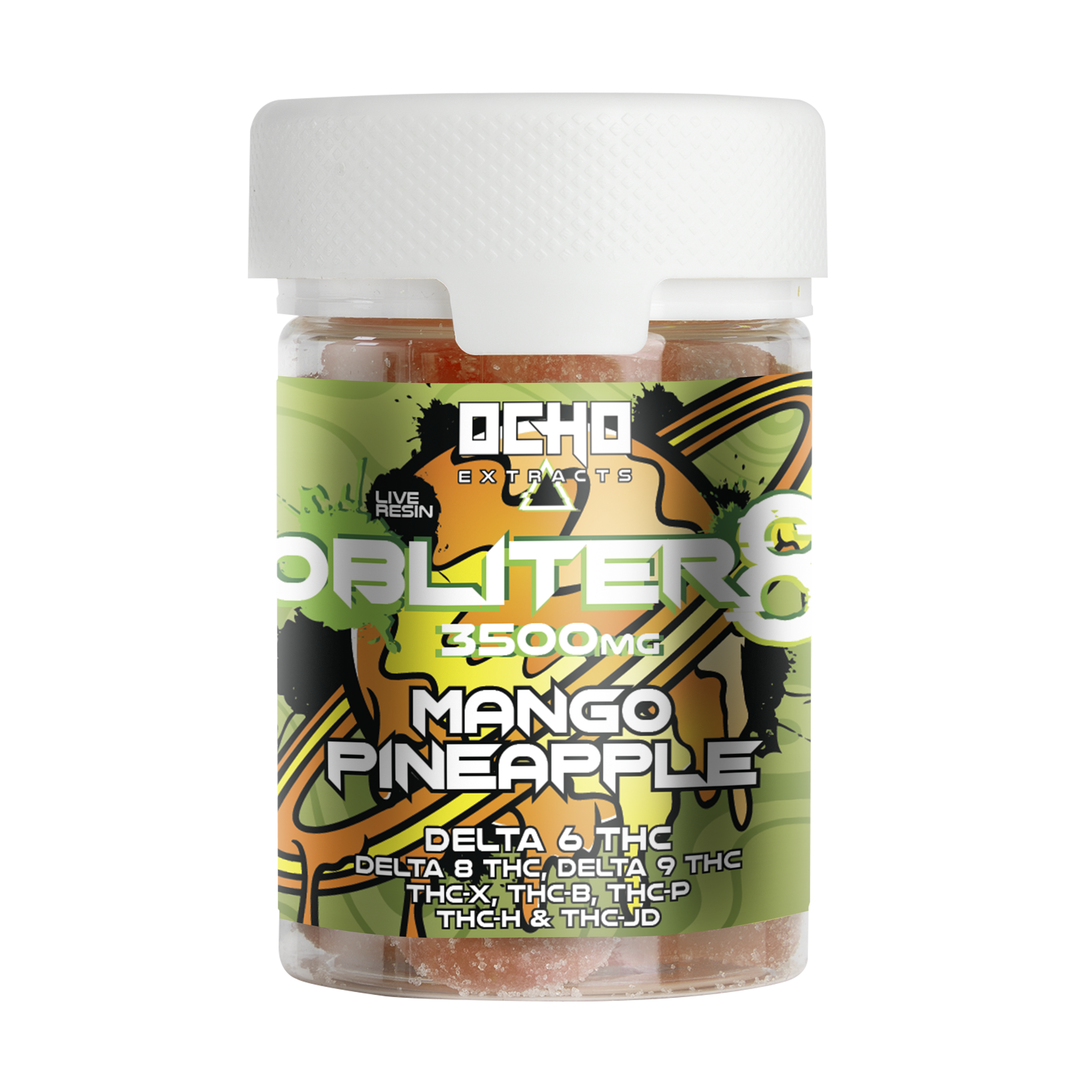 Pineapple Ocho Extracts Obliter8 Gummies – 3500mg – A juicy pineapple flavor paired with high-potency cannabinoids for a euphoric effect.