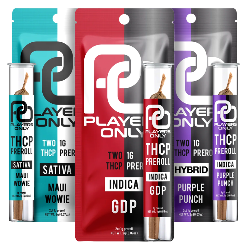 Players Only - 2 x 1 Gram Prerolls featuring Indica, Sativa, and Hybrid Strains
