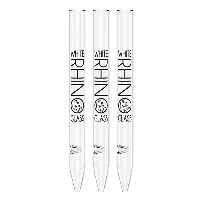 White Rhino Quartz Glass Nectar Collector Dab Straw, made from premium quartz for smooth, flavorful dabs with a silicone tip cap for portability and protection.