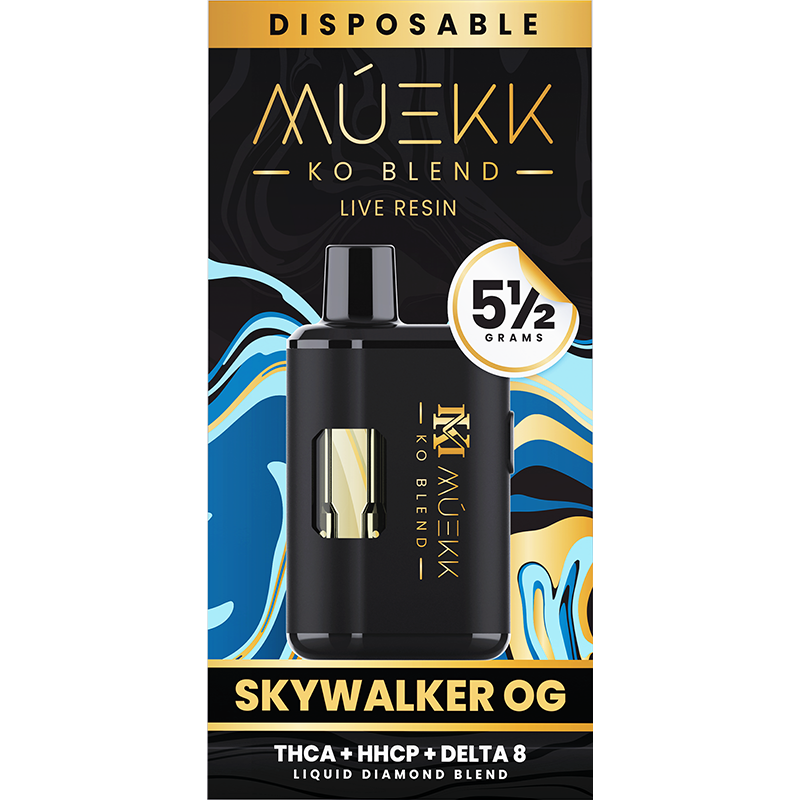 Skywalker OG (Hybrid): A MUEKK KO Blend vape in Skywalker OG, delivering rich, full-bodied effects with a perfect hybrid balance of relaxation and invigoration.