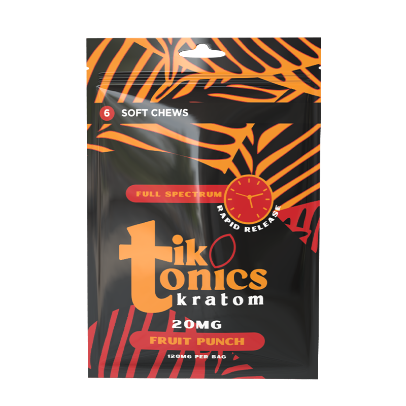 TikTonics Kratom Soft Chews – Fruit Punch Flavor – A flavorful, potent kratom-infused chew designed for convenience and wellness.