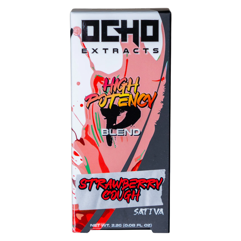Strawberry Cough Ocho Extracts High Potency Disposable – Sativa – A sweet, berry-flavored Sativa with smooth vapor & creativity-boosting effects.