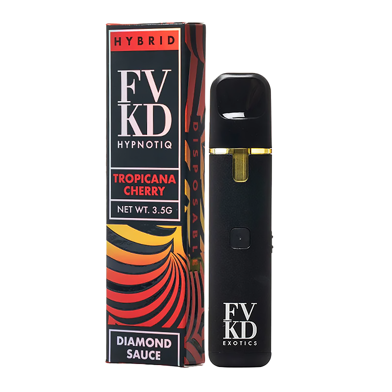 Tropicana Cherry FVKD Hypnotiq Diamond Sauce Disposable – Hybrid – A balanced Hybrid strain featuring a citrus-cherry terpene profile & premium HHC infusion.