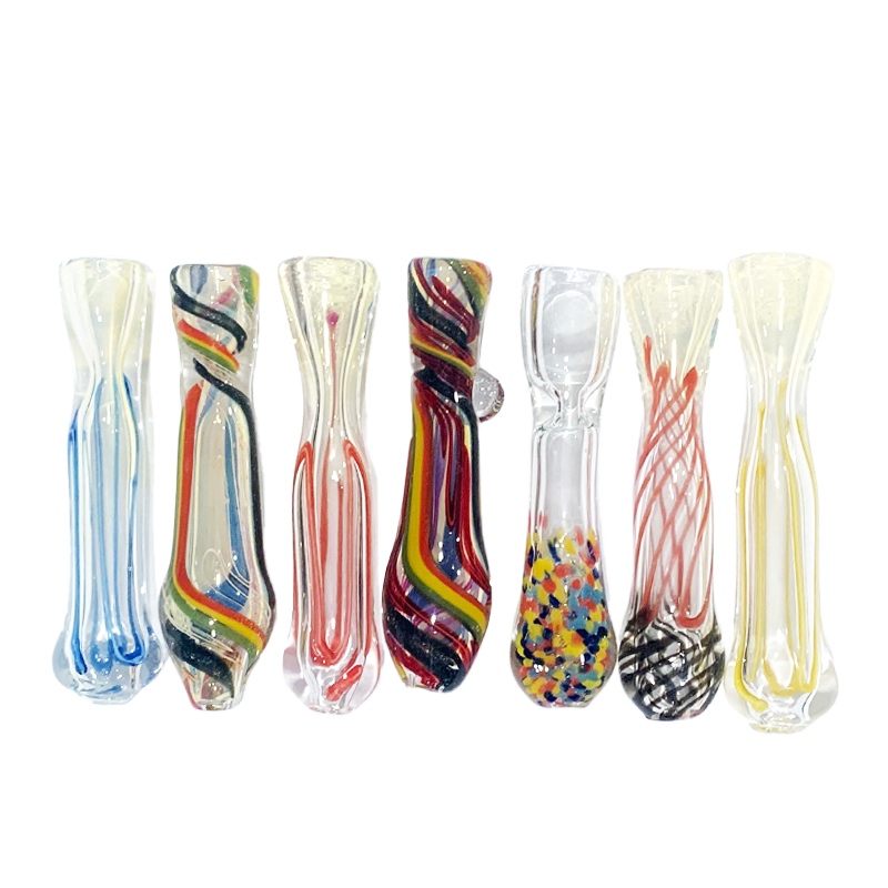 Assorted Chillum Pipes featuring vibrant, unique designs and flat mouth tips, offering a smooth smoking experience with every use.