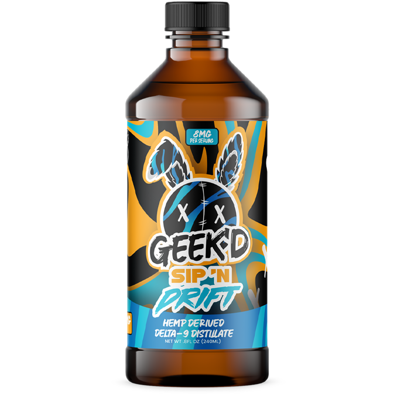 Caribbean Blast: Geek'd SIP 'N DRIFT Caribbean Blast Delta-9 Distillate, offering a refreshing, tropical flavor fusion that transports you to a blissful island escape.