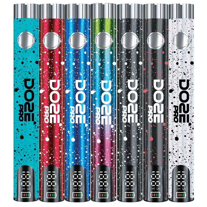 Doze Pro 510 Pen Battery - Sleek design with a range of colors including Blue Fury, Dragon Red, Phantom Black, Sapphire Blue, Scarlet Red, and Spotted White for premium vaping.