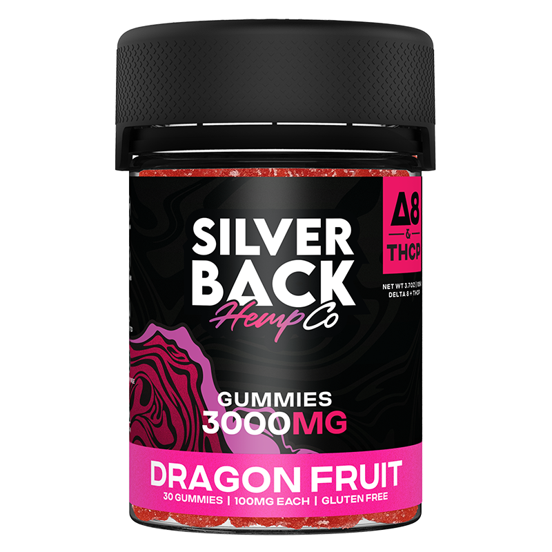 Dragon Fruit (Delta 8 + THCP): A gummy of Silverback Hemp Co THC-P + Delta 8 in Dragon Fruit flavor, offering a tropical, exotic taste with 100mg+ Delta 8 + THCP per gummy.
