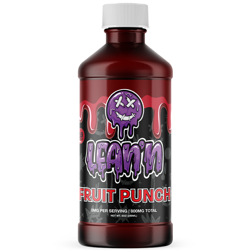 Fruit Punch: "Lean’n Delta-9 Syrup – Fruit Punch flavor, 800mg THC per bottle. A tropical burst of flavor for a smooth and uplifting experience.