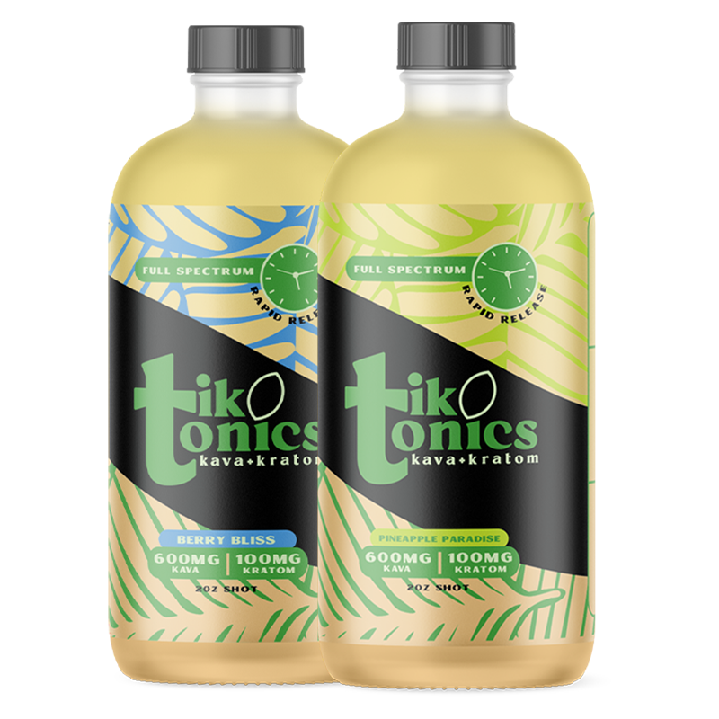 TikTonics Kava + Kratom Shot Collection – 2oz Herbal Fusion – A selection of botanical-infused shots blending Kava & Kratom in bold, refreshing flavors.