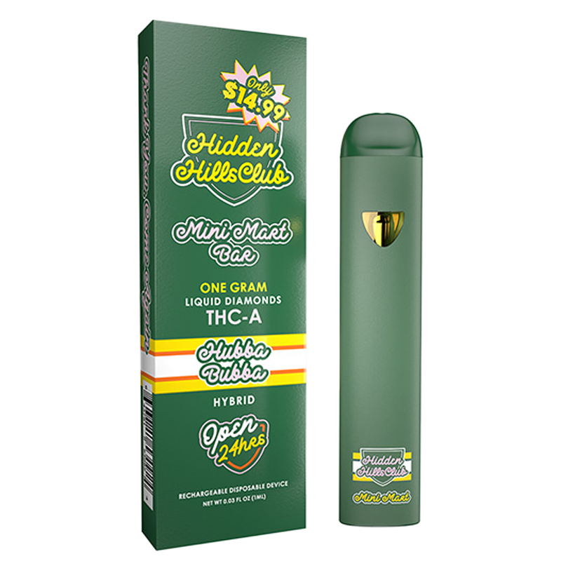 Hubba Bubba (Hybrid): Hidden Hills Mini Mart Bar, Hubba Bubba Hybrid strain, combining smooth, balanced effects with the rich, terpene-filled flavor of Liquid Diamonds THC-A.