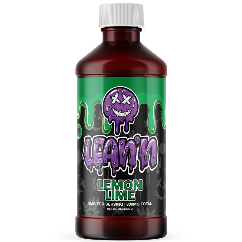 Lemon Lime: "Lean’n Delta-9 Syrup – Lemon Lime flavor, 800mg THC per bottle. Zesty and refreshing for a lively, balanced high.