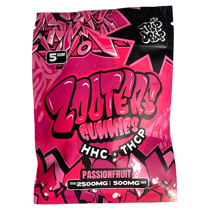 Trip Drip Zooters Passionfruit Gummies - Exotic passionfruit flavor meets 500mg of HHC + THCP per gummy for a unique, high-potency edible experience