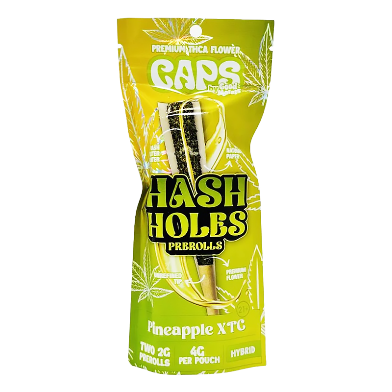 Pineapple XTC CAPS THCA Hash Hole Pre-Roll – Hybrid – A tropical pineapple-infused Hybrid pre-roll packed with premium cannabinoids.