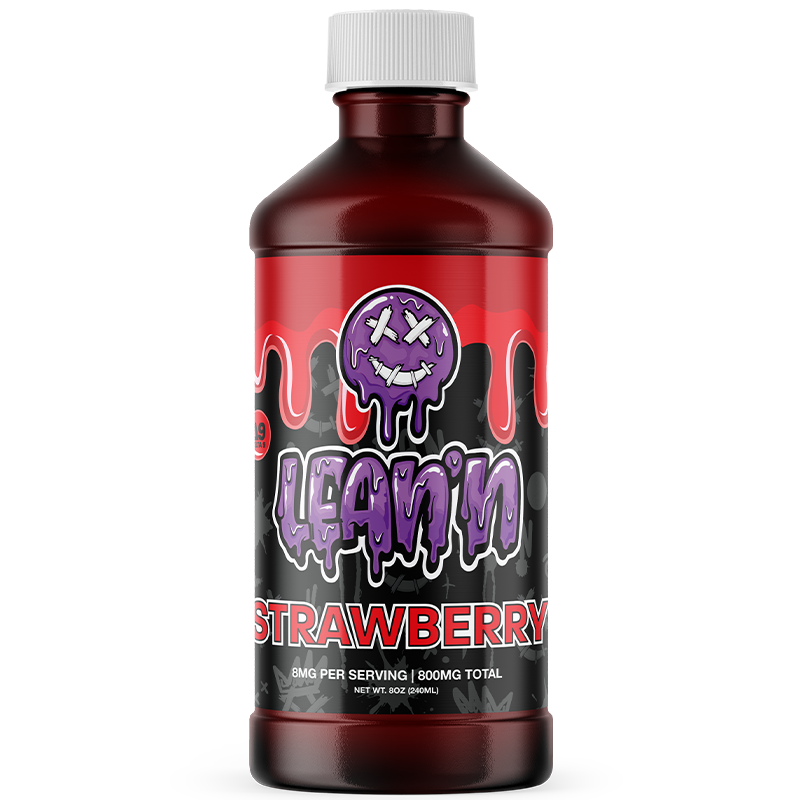Strawberry: "Lean’n Delta-9 Syrup – Strawberry flavor, 800mg THC per bottle. Sweet and fruity for a delightful, relaxing experience.