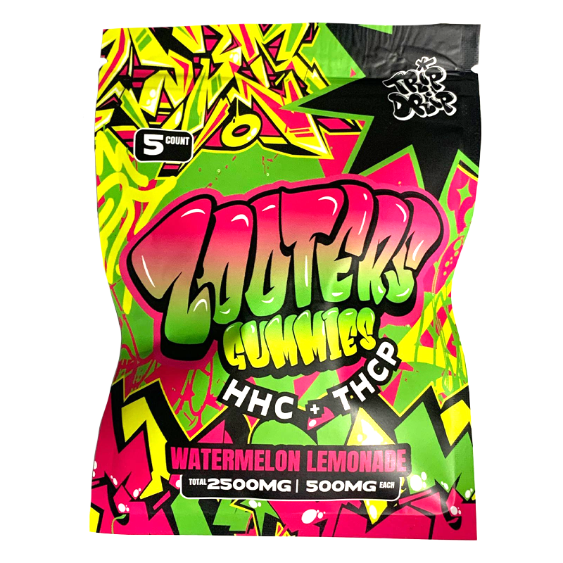 Trip Drip Zooters Watermelon Lemonade Gummies - A refreshing blend of watermelon and lemonade with 500mg HHC + THCP per gummy for a flavorful, intense high