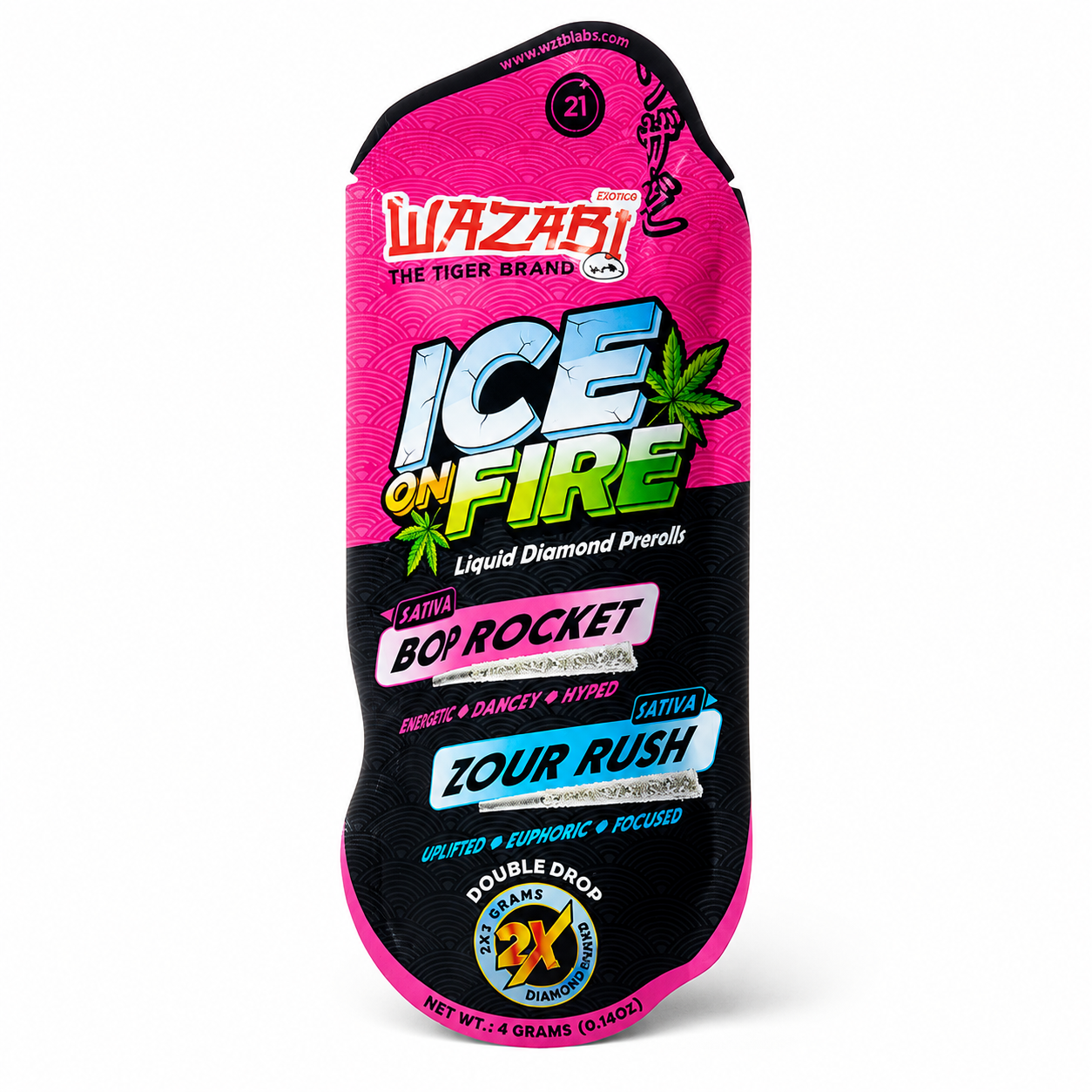 Wazabi Exotics - Ice on Fire THCP Liquid Diamond Pre-Rolls 4g.