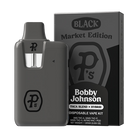 Bobby Johnson (Hybrid, THC-A, THC-P, THC-H, HHC): "Pushin P’s Black Market Edition Disposable Vape Kit – Bobby Johnson hybrid blend featuring THC-A, THC-P, THC-H, and HHC for a potent and complex effect."