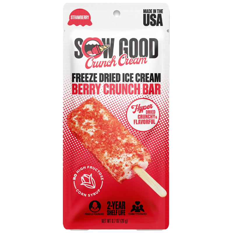 Sow Good - Berry Crunch Ice Cream Bar - Freeze Dried Ice Cream.