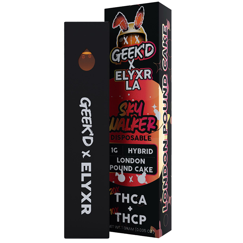 Geek'd x Elyxr LA - THCA + THCP - London Pound Cake - Hybrid - Disposable - 1g