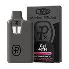 Gel Jeffe (Hybrid, THCP + Delta-8): "Pushin P’s Black Market Edition Disposable Vape Kit – Gel Jeffe hybrid blend with THCP and Delta-8 for a balanced, mellow experience."