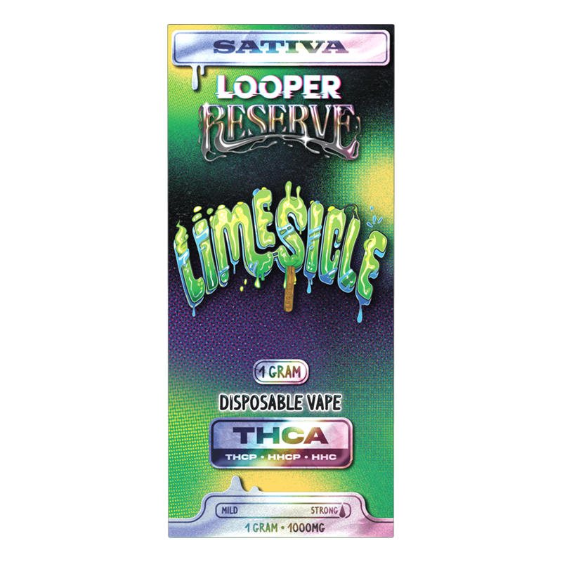 Limesicle Looper Reserve Disposable – Sativa – A refreshing lime-flavored Sativa strain delivering smooth hits & uplifting effects.