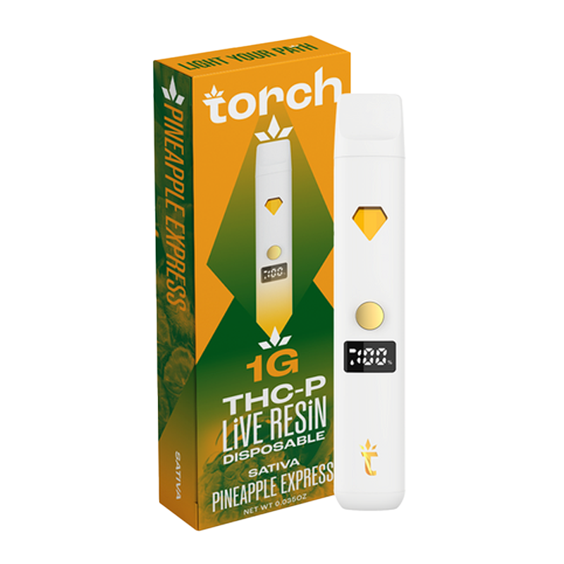 Pineapple Express THCP Live Resin Disposable – Sativa-dominant vape with tropical flavors and potent effects, infused with 1g of live resin.