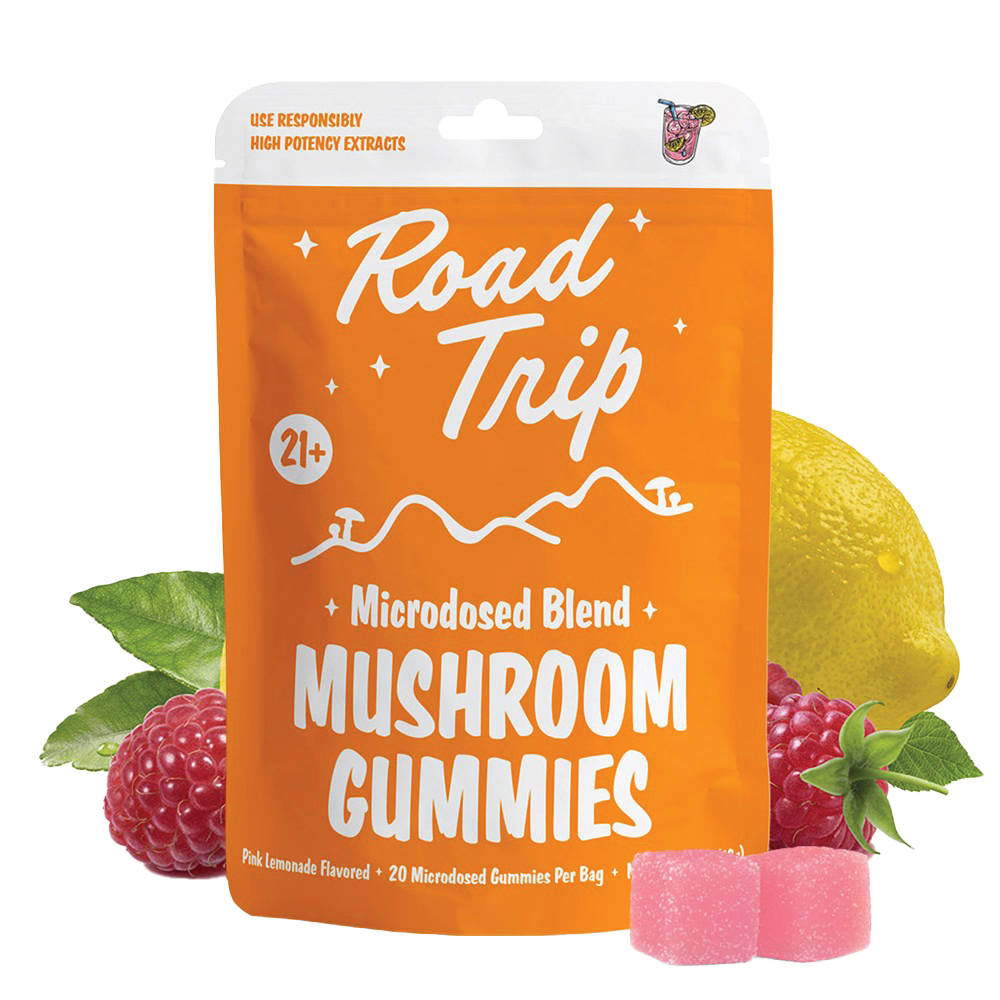 Pink Lemonade: Road Trip Day Trip Mushroom Gummies – Microdosed Functional Mushrooms – A premium blend of Lion’s Mane, Cordyceps, Reishi & Desert Stardust for enhanced focus, energy & well-being.