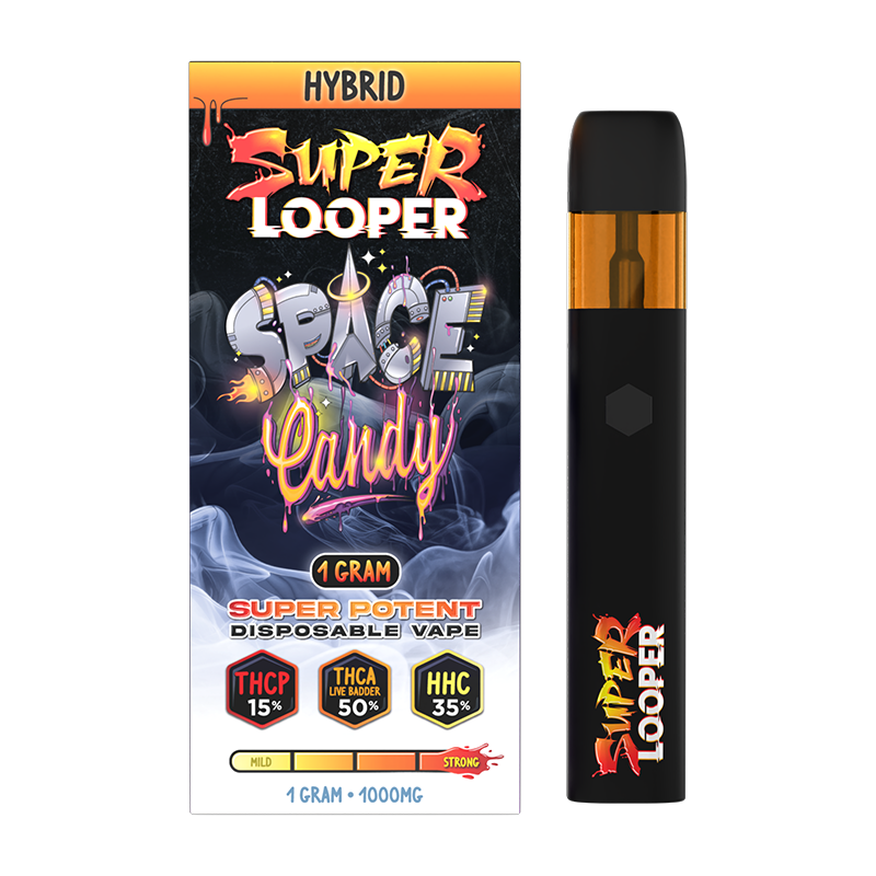 Space Candy Looper Super Looper Disposable – Hybrid – A cosmic blend of fruity & candy-like flavors in a Hybrid strain for a balanced high.