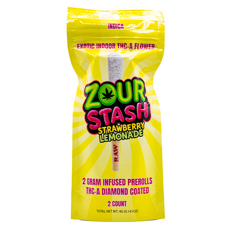 Zour Stash – Exotic THCA Diamond Coated Pre-Rolls – 2x2g