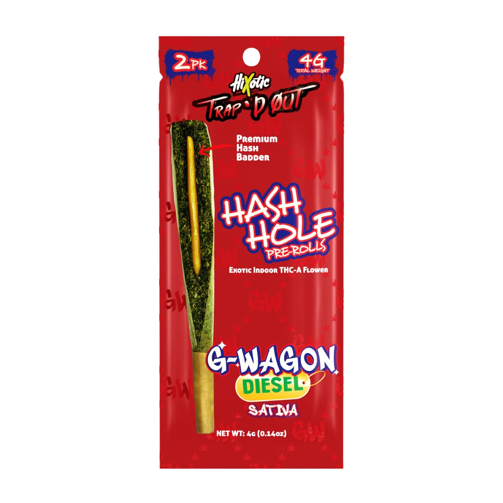 HiXotic – Trap'd Out THCA Hash Hole Pre-Rolls – 4g (2ct).
