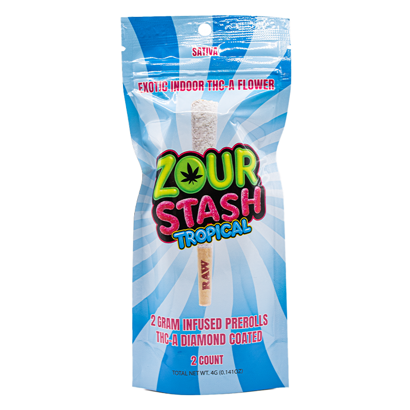 Zour Stash – Exotic THCA Diamond Coated Pre-Rolls – 2x2g