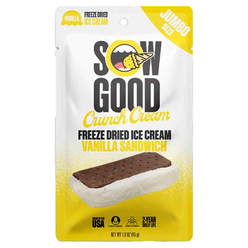 Sow Good - Jumbo Vanilla Ice Cream Sandwich - Freeze Dried Ice Cream.