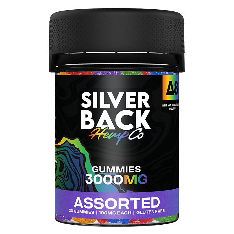 Assorted Delta 8 Gummies – A variety of delicious flavors in every jar of Silverback Hemp Co’s 3000mg Delta 8 Gummies.