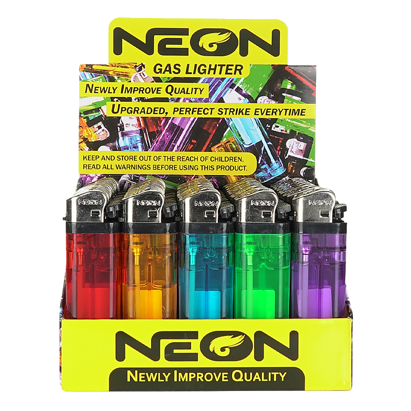 Neon Gas Lighter – Assorted Colors (Upgraded Retro Edition)