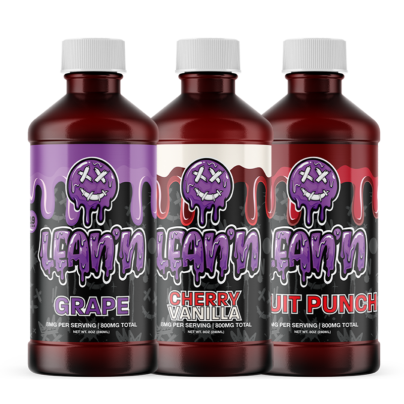 Lean’n Delta-9 Syrup – 800mg THC per bottle, 8mg per serving. Potent, flavorful syrup for mixing or sipping. Available in multiple delicious flavors.