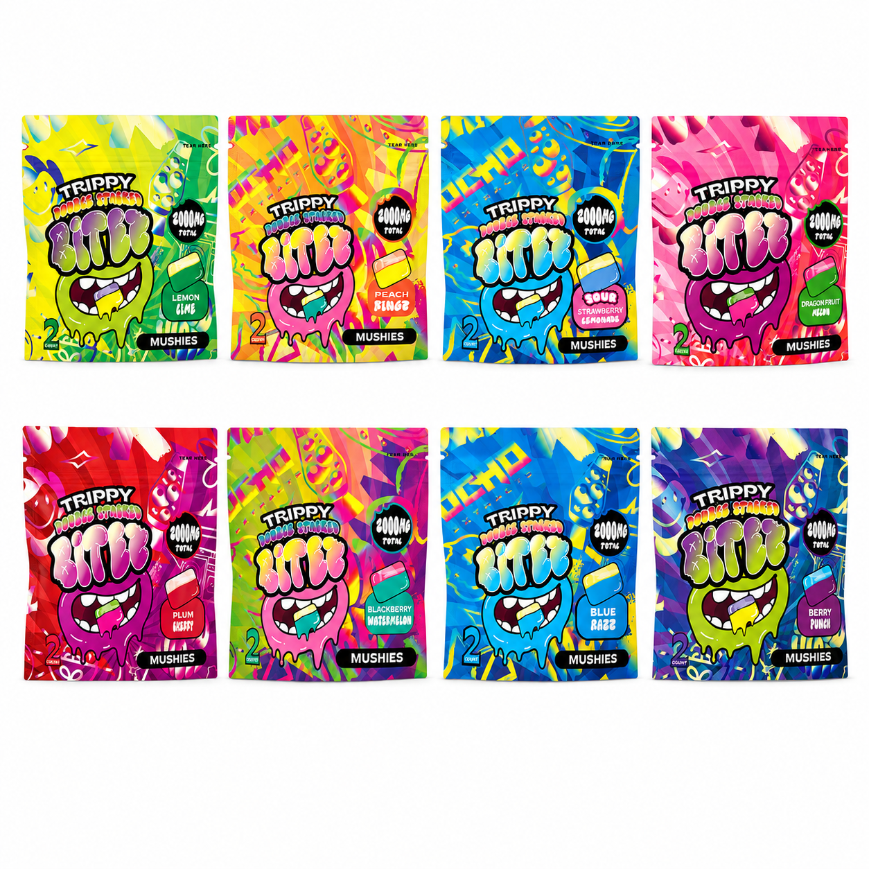 Trippy BITEZ - Double Stacked Mushies Gummies 2,000mg.