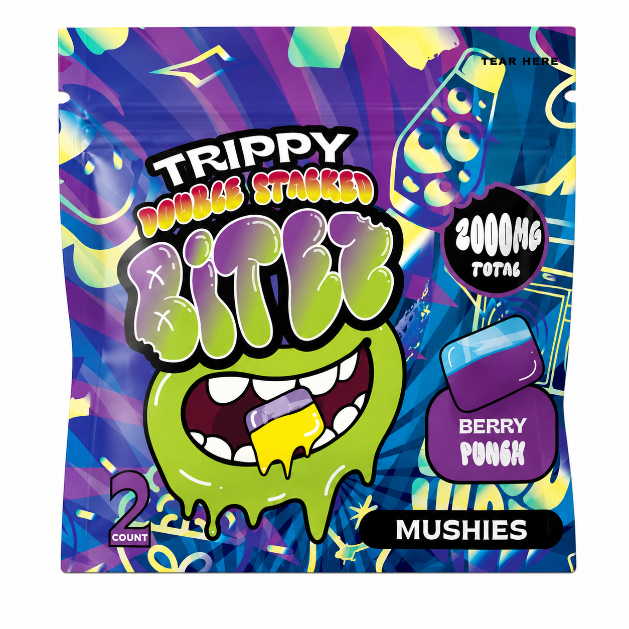 Trippy BITEZ - Double Stacked Mushies Gummies 2,000mg.
