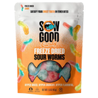 Sow Good Sour Worms - Crunchy, freeze-dried sour gummies with a flavorful and airy texture, offering a tangy treat that’s big on flavor and low on guilt.