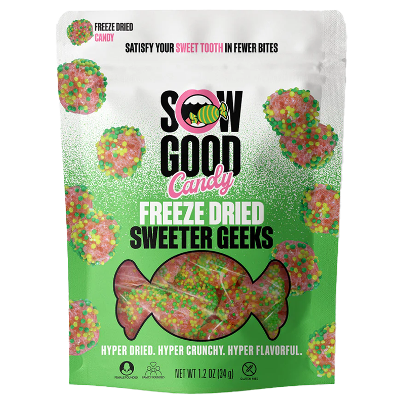 Sow Good Sweeter Geeks - Crunchy, freeze-dried sweet-and-sour candy with intense flavor in every bite, offering a fun and longer-lasting candy experience.