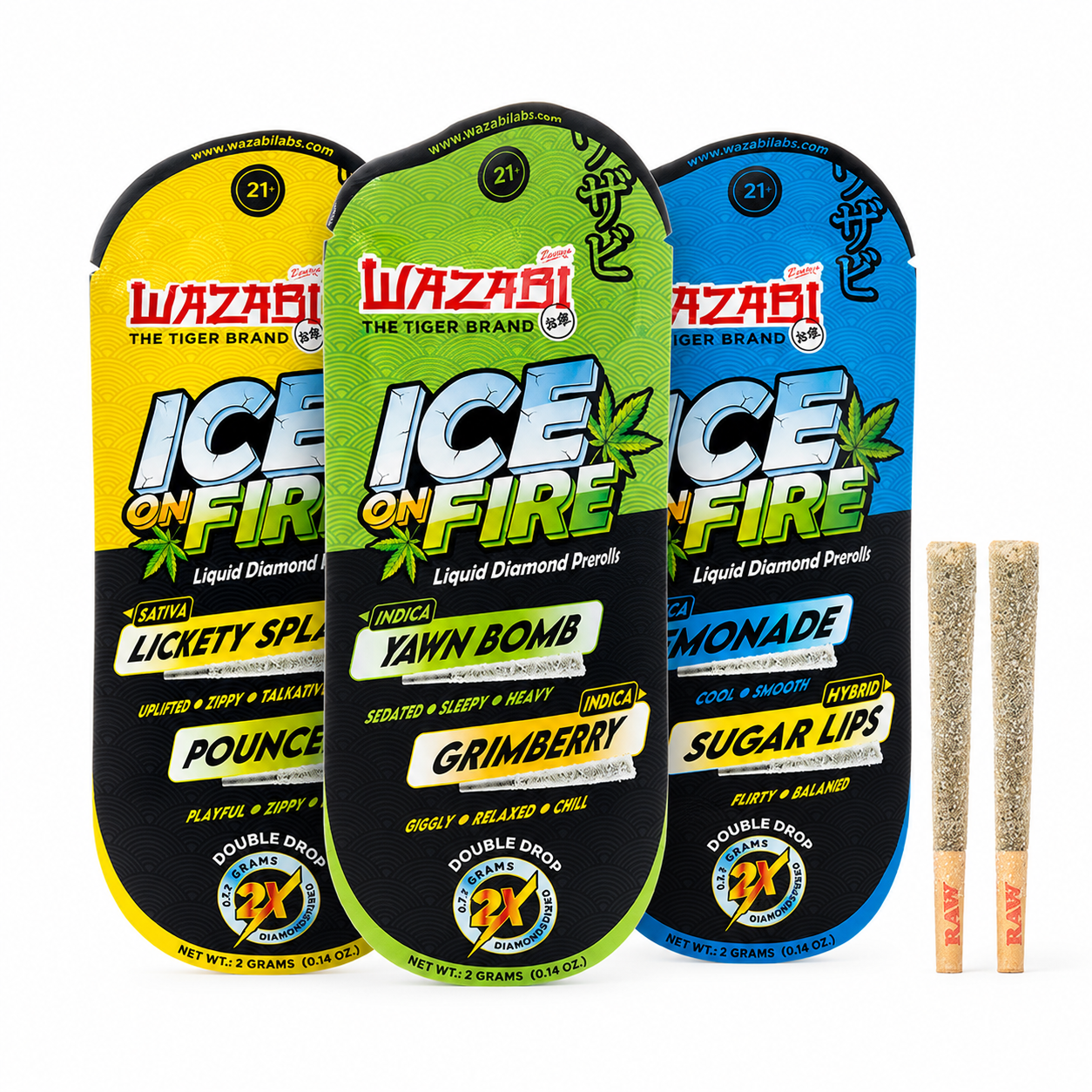 Wazabi Exotics - Ice on Fire THCP Liquid Diamond Pre-Rolls 4g.