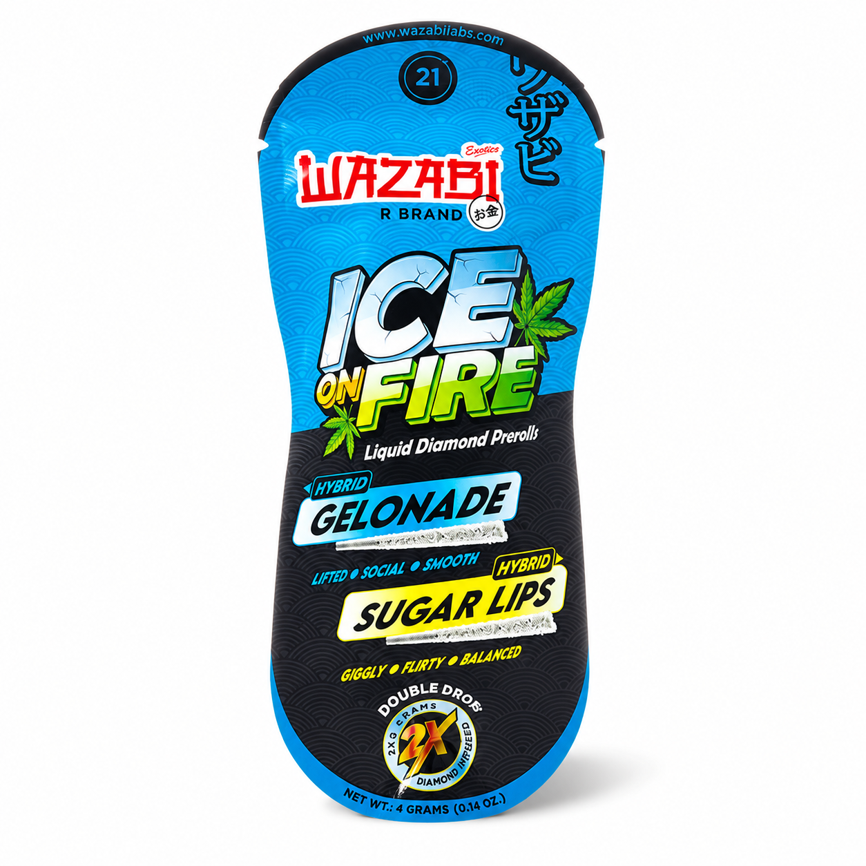 Wazabi Exotics - Ice on Fire THCP Liquid Diamond Pre-Rolls 4g.