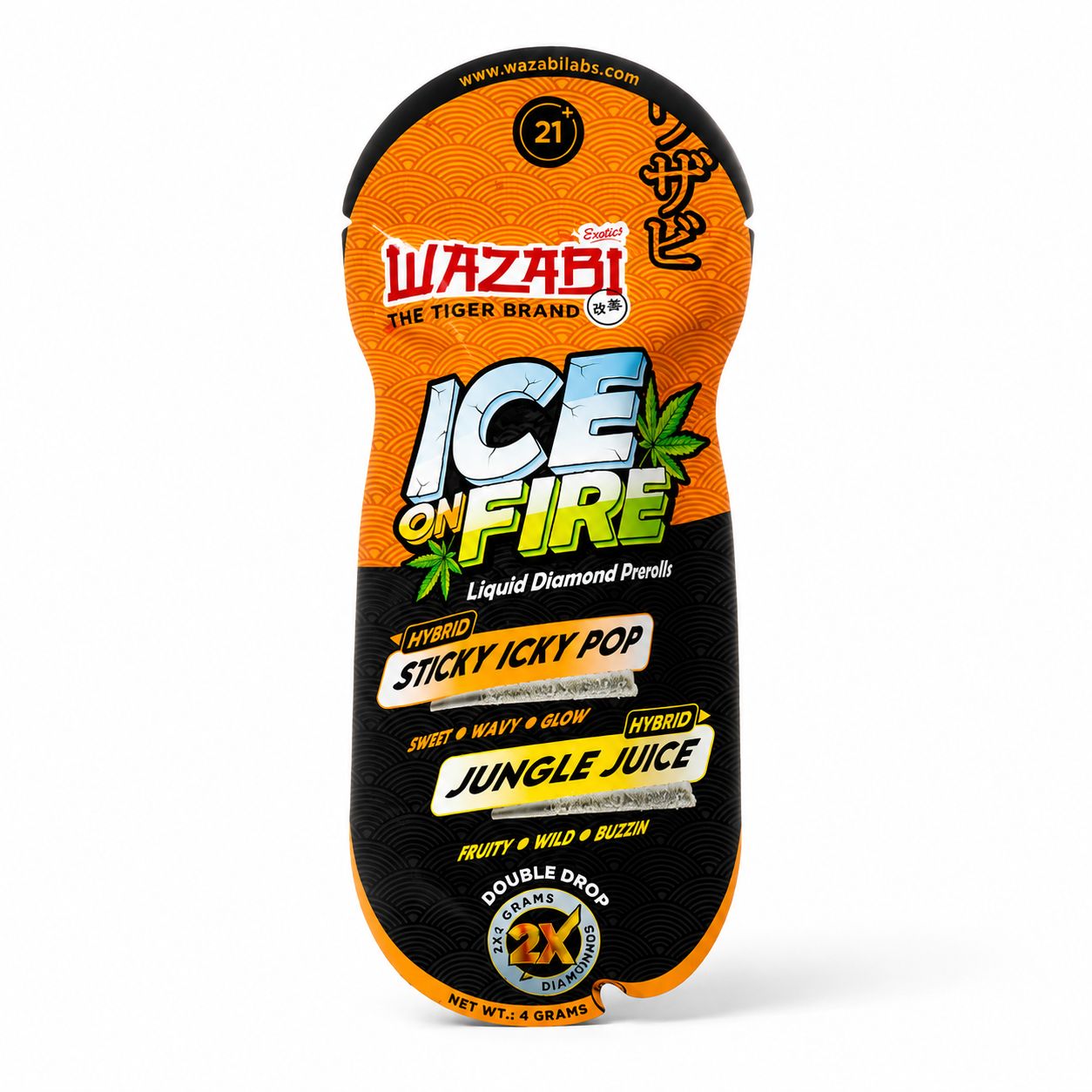Wazabi Exotics - Ice on Fire THCP Liquid Diamond Pre-Rolls 4g.